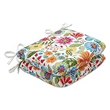 Pillow Perfect Sitzkissen mit Blumenmuster, mit Bändern, Plüschfaser-Füllung, Wetter- und lichtbeständig, runde Ecken, 39,4 x 47 cm, Blau/Violett, 2 Stück