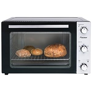 Bestron Grill Bakoven met draaispit, mini-oven met 55 L, 2000W, rvs / zwart
