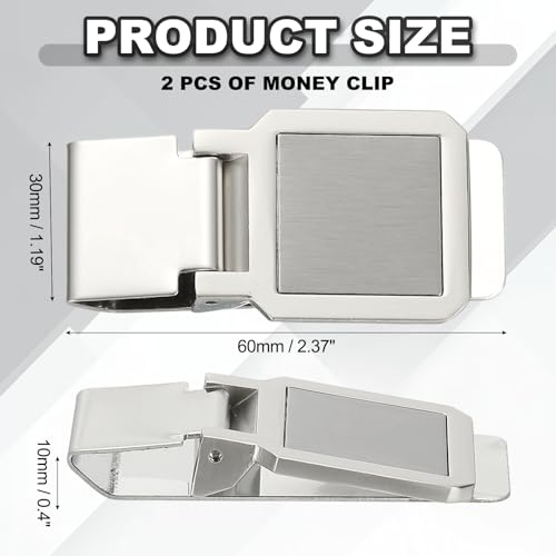 PATIKIL 2 Pcs Stainless Steel Money Clip, Metal Slim Wallet Clip for Men Square Money Holder Minimalist Front Pocket Wallet for Credit Card Business Card2
