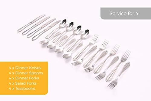 Cutlery Set, Rialay International Flatware Set 20-Piece for 4 Extra Thick, Heavyweight, 18/10 Stainless Steel Utensils Include Knife Fork Spoon, Dishwasher Safe with Gift Box.