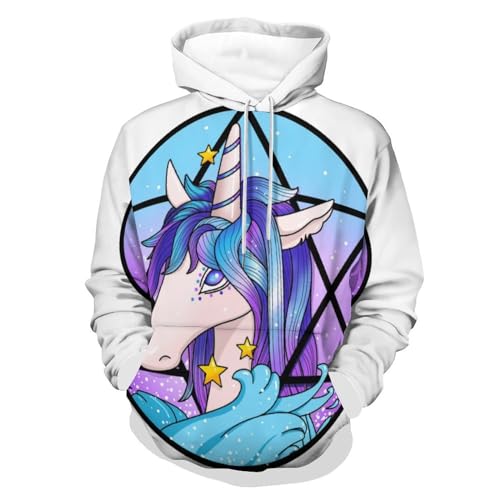 Hoodie licorne magique UMENG sweats à capuche pull unisexe noir taille S