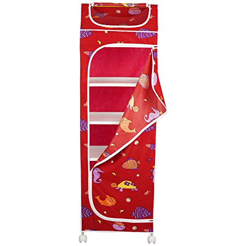 Image of Little One's | 6 Plastic Shelves Foldable Baby Storage Box (Made in India), ISI Certified, Unbreakable Material, (Plastic Structure)| Aquatic Red | HP6 /FR