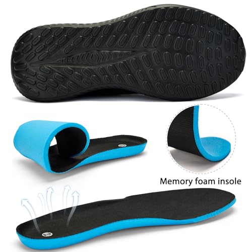 Mens Wide Sneakers Walking Shoes - Slip on Tennis Shoes,Lightweight Breathable Comfortable Running Shoes for Athletic Workout Gym Jogging and Casual Wear Wide Width All Black Size 10.5