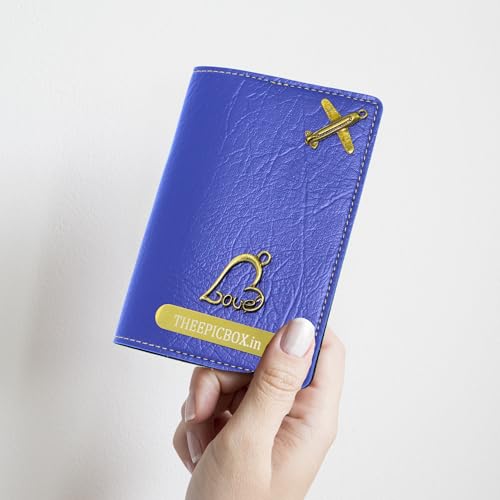 Image of Personalized Leather Passport Holder Cover | Custom Name & Charm | Sleek & Stylish Travel Wallet for Men & Women | Faux Leather Passport Cover | Unisex Travel Accessory (Blue Classis)