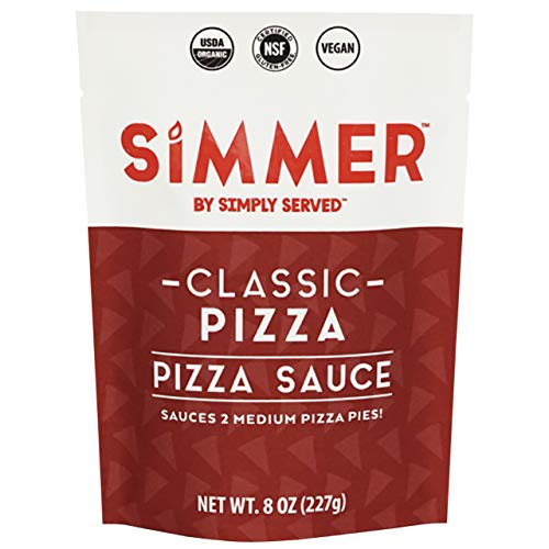 Simmer Classic Pizza Tomato Sauce, Organic, Non-GMO, Vegan, Gluten Free, Case of 6