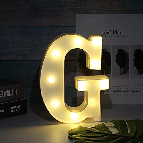 Image of Marquee G Alphabet Shaped LED Light Lamp | Decorative Wall Hanging for Birthday, Party, Wedding, Festive & Home Decor | Battery Operated Night Light (G)