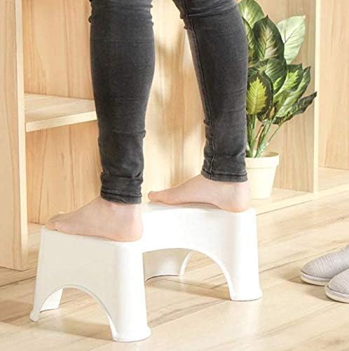 MOMENT Toilet Squat Stool Non Slip Plastic Toilet Step Stool Potty Stool, Bathroom Foot Rest Squatting Posture Poop Stools for Adults and Kids Improve Bathroom Posture and Comfort, 39x23x17cm (White)