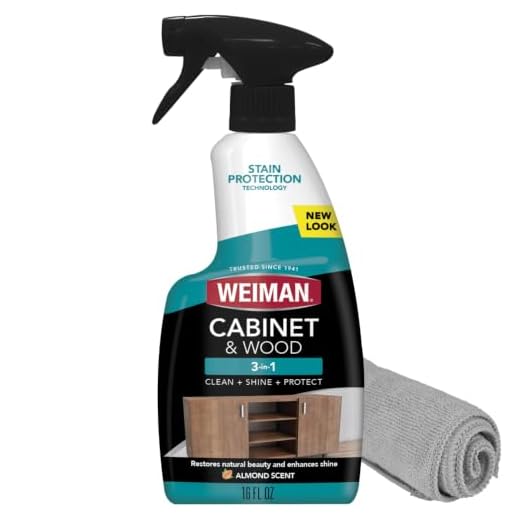 Weiman Cabinet & Wood Clean & Shine Spray - Furniture, Kitchen Cabinets, Baseboard & Trim, Fresh Almond Scent - Microfiber Cloth Included
