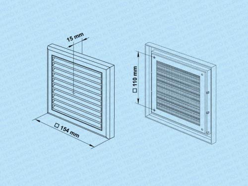 K-TECH-PRO Lüftungsgitter – ABS-Kunststoff, 204 X 204 Mm, Mit Insektenschutz, Ohne Flansch