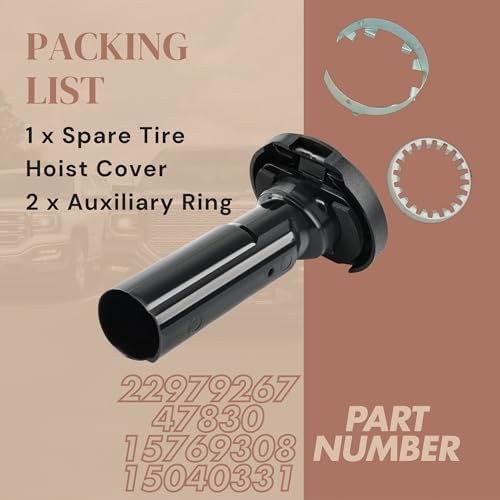 Spare Tire Hoist Cover Compatible with Chevrolet Silverado GMC Sierra 1500 2500 3500 HD 2014-2019 for Pickup Truck Replacement for 22979267 47830