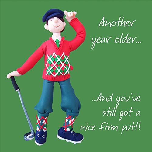 Holy Mackerel nice firm putt male golfing birthday card for him - designed by artist Erica Sturla - 15cm square and blank inside for your message - made in the UK