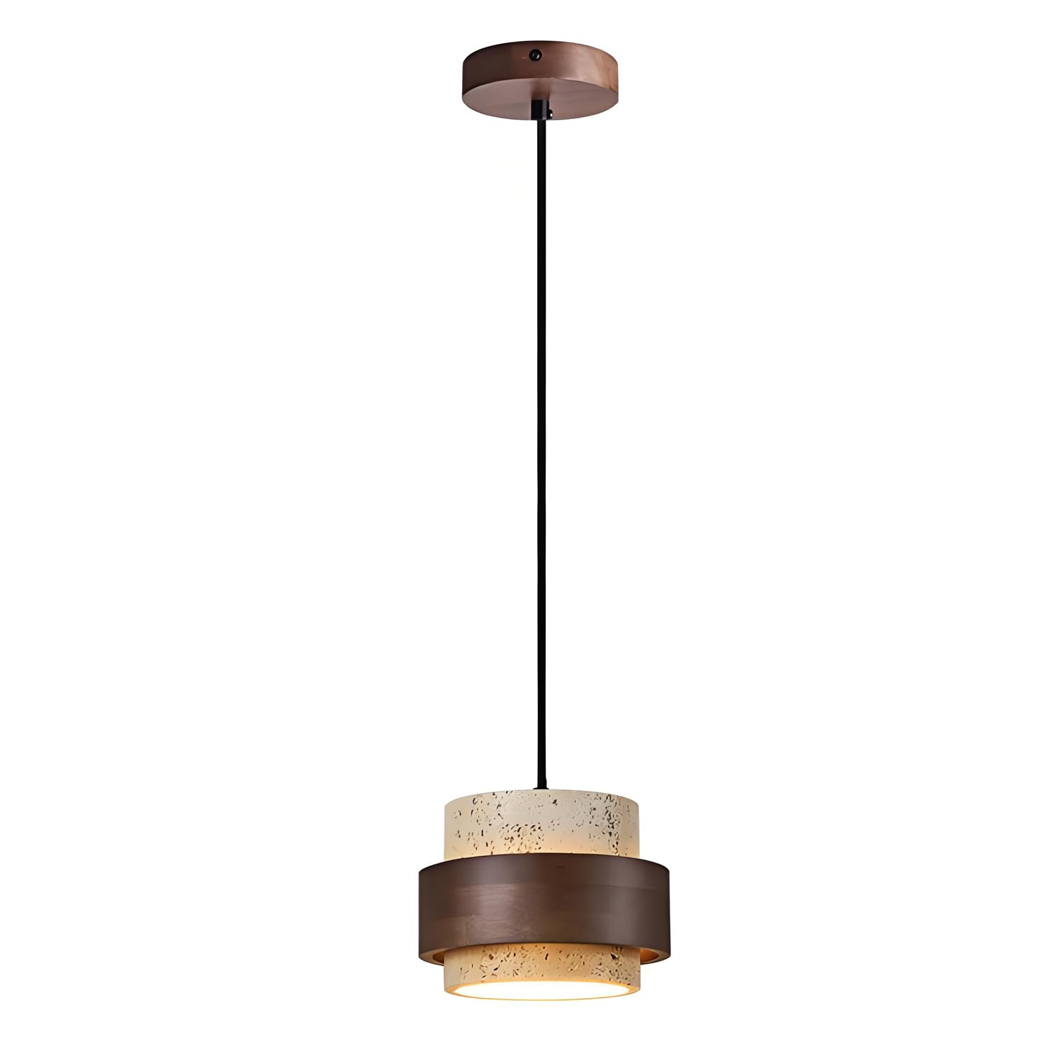 Lampadario nordico con paralume in pietra naturale in stile giapponese finitura in legno massello Lampada a sospensione a soffitto for soggiorno, sala da pranzo, camera letto, comodino, lampada a a