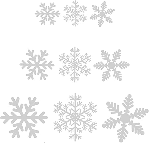 Willingood 108 Christmas Window Snowflake Stickers, Window Removable Window Decorations Static Adhesive PVC Stickers for Christmas Window Decorations, Doors, Shop Windows, Showcases, Glass Fronts