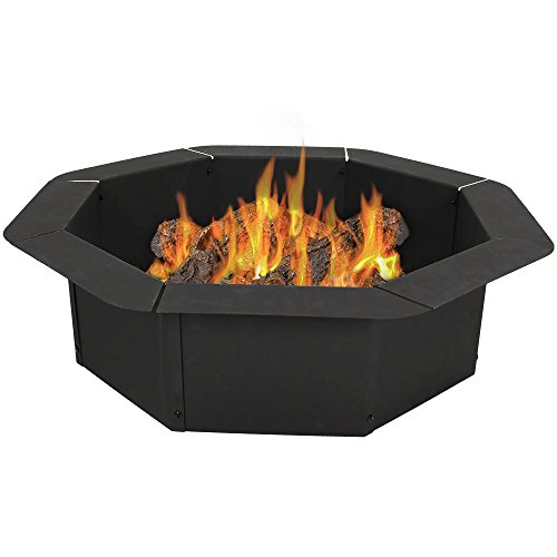 Sunnydaze Octagon Fire Ring Insert for Patio or Camping - DIY Fire Pit Rim Liner Above or In-Ground - Outdoor Heavy Duty 2.2mm Thick Steel - 38 Inch