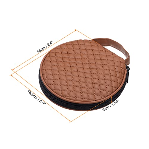 Estuche de CD de cuero marrón con 20 compartimentos PATIKIL 3