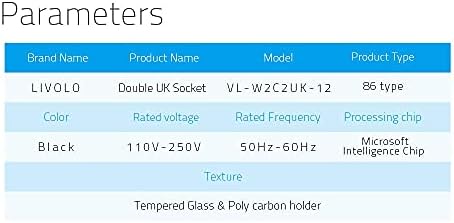 Livolo UK Standard Wall Power Socket,Crystal Glass Panel, 13A Wall Outlet,VL-W2C2UK-12