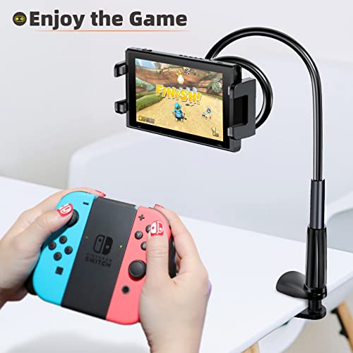 Esamcore Phone Stand Tablet Stand - Universal Gooseneck Cell Phone Holder With Clamp Flexible Neck Mount For Bed Desk Table, Compatible With All 4.7" - 10.9" Iphone Ipad Galaxy Tab Switch [Black] #TOP4
