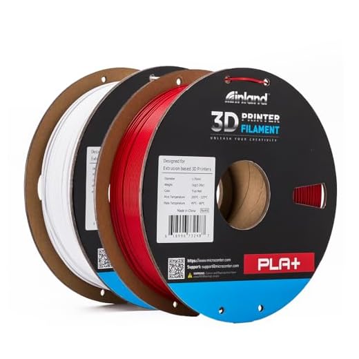 INLAND Micro Center PLA+ 3D Printing Filament 1.75mm - PLA Pro Dimensional Accuracy +/- 0.03 mm - 1kg Cardboard Spool (2.2 lbs) (2 Pack White & True Red, 1.75mm)