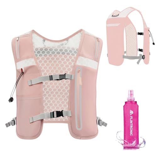 Flintronic Hidratacion Trail Running, Mochila Ciclismo con Agua de 500ml, Transpirable Mochila Hidratación para Exteriores, Montaña, Senderismo (Rosa)