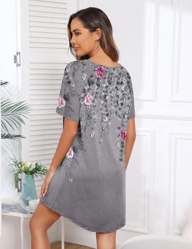 Image of Ekouaer Sleep Shirts for Women Short Sleeve Night Shirts for Sleeping Pullover Nightgown Soft Nightdress S-XXXL