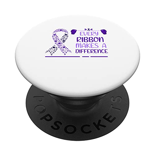 Pancreatic Cancer Awareness Purple Family Support Ribbon PopSockets Swappable PopGrip, Black
