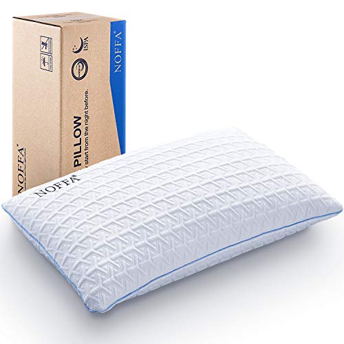 NOFFA Oreiller à Mémoire de Forme Rectangulaire  Oreiller Classique Confort mais Ferme avec Lavable et couvercle amovible, Coussin Sommeil Moelleux Respirant et Hypoallergénique (74X48cm)