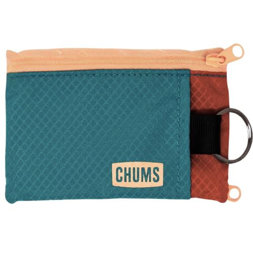 Image of Chums Surfshorts Wallet - Solid Colors Collection, Lightweight Slim Wallet with RFID Blocking Card & Clear ID Window - Zippered Minimalist Wallet w /Key Ring