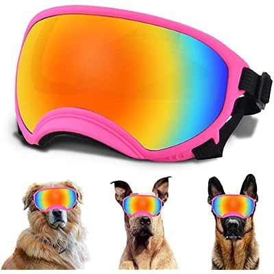 Large Dog Sunglasses, Dog Goggles with Adjustable Strap UV Protection Winproof Dog Puppy Sunglasses, Suitable for Medium-Large Dog Pet Glasses, Dogs Eyes Protection