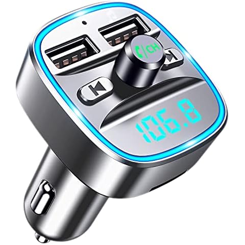 Mohard Bluetooth FM Transmitter, Bluetooth Car Adapter Wireless In-Car Radio Adapter Music Player, Hands-Free Calling Car Charger with 2 USB Ports, LED Display, Support TF Card & USB Disk Cover