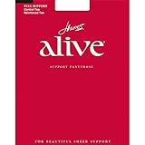  Hanes Womens Alive Full Support Control Top Reinforced Toe Pantyhose(00810)-Barely Black-F