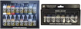 Vallejo Model Air Basic Colors Acrylic Paint Set for Air Brush - Assorted Colours (Pack of 16)