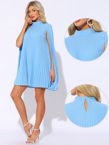 Image of Allegra K Women Chiffon Pleated Flowy Cloak Sleeve Cape Knee Length Dress