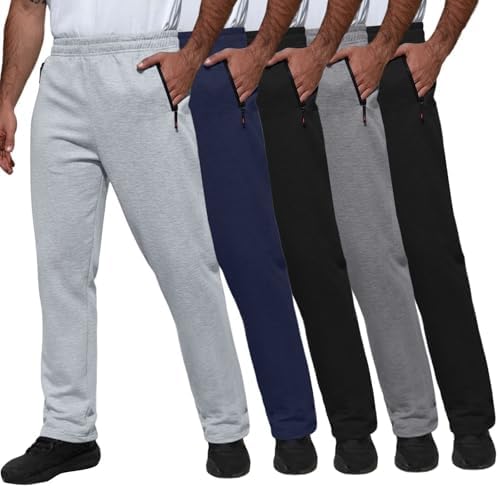 KGKE Men's Sweatpants Athletic Pants with Pockets,Jogger for Men Black/Black/Grey/Dark Grey/Navy L