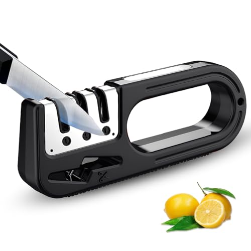 CWED 1 Pieza Afilador Cuchillos 5 en 1, Cuchillos Universales, Con Base Antideslizante, Accesorios de Cocina