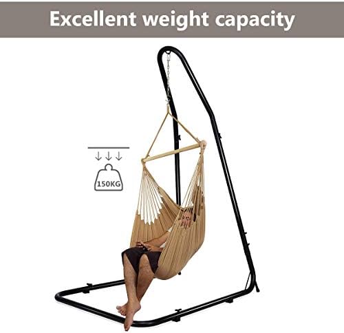 GiantexUK Hammock Stand, Adjustable Chair Holder with Hook, Hanging Seat Frame for Bedroom, Living Room, Balcony and Courtyard