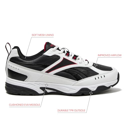 Reebok Rapid Strike Walking Mens Shoes, Athletic Cross Training or Gym Sneakers for Men, White/Black/Red, 9 by Reebok - Used condition - Image 2