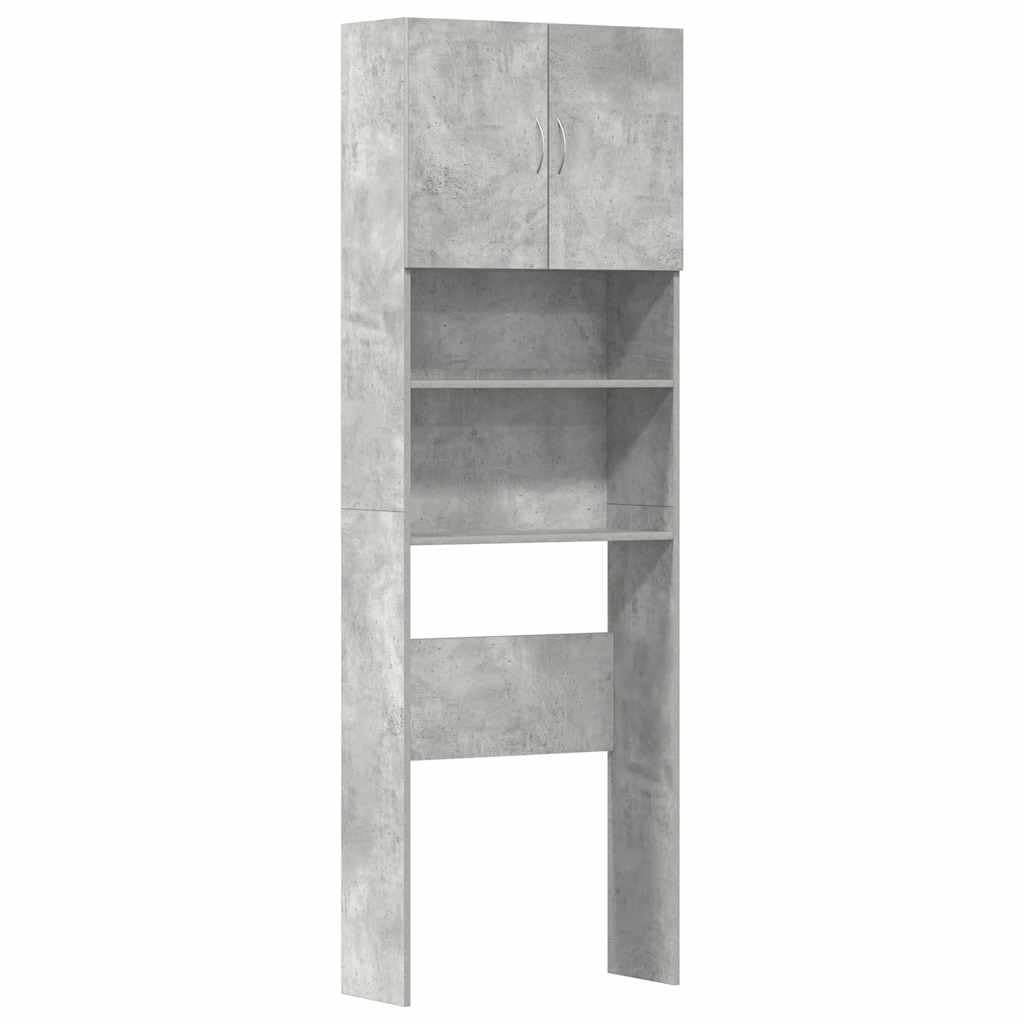 Tidyard Meuble de Machine à Laver Gris béton Bois d'ingénierie, Support de Salle de Bain avec Compartiments, Gain de Place Meuble de Rangement L'étagère de la Machine à Laver