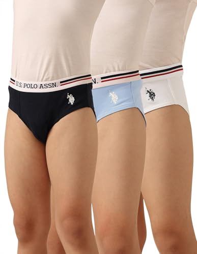 Image of U.S. Polo ASSN. Boys EKB09 Mid Rise Cotton Spandex Underwear Breifs - Pack of 3