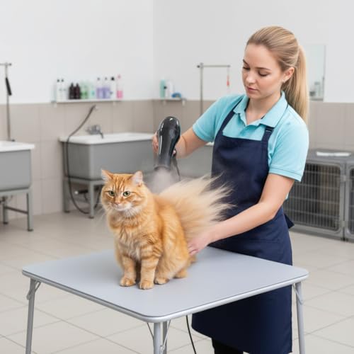FurnitureR Klappbarer Haustiertisch 86×86×71 cm, Stabiler Pflegetisch für Hunde & Katzen, Faltbarer PVC-Tisch mit Metallrahmen, tragbar und platzsparend, ideal für Tierpflege zu Hause & unterwegs