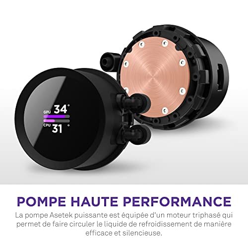 Image of NZXT Kraken 360 - RL-KN360-B1-360mm AIO CPU Liquid Cooler - Customizable 1.54 inch Square LCD Display for Images, Performance Metrics and More - High-Performance Pump - 3 x F120P Fans - Black