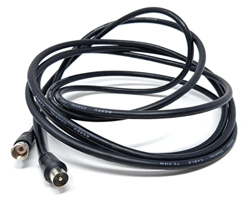 DRUT 3m RF TV Aerial Male to F Type Connector Male Plug Coaxial Coax Cable Lead 75 Ohm 3C 2V 10ft Black Nickel Conectors - Image 3