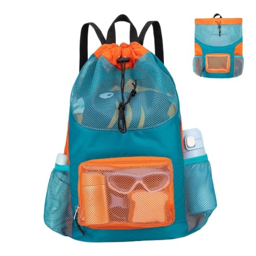 Uonguon Mesh Beach Bag, plecak ze sznurkiem ściągającym, szybkoschnący, z