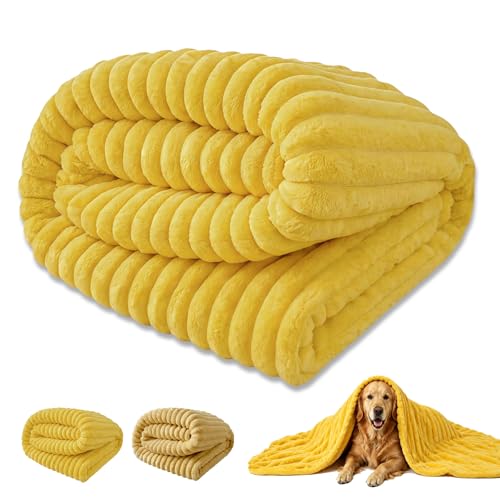 Emotional Support Blanket Yellow Dog Blanket for Dogs Polyester Material for Small Medium and Large Cats and Dogs Indoor and Outdoor Use (Bright Yellow 70 * 100 cm/27.55 * 39.37in)