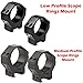Gotical 34mm Low Profile Scope Rings Mount - for 34mm Tubes - Rifle Scope Rings Aluminum Picatinny Low Profile Mount Low Profile Ring (Medium & Low Profile - Combo of 2)