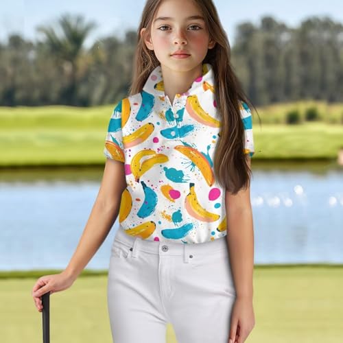 Girls Golf Shirt Button-Down Athletic Collar Short Sleeves for Back to School Summer Daily Wear Age 5-16 Years4