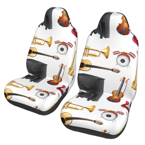 Funda universal de coche lavable con estampado artístico de instrumentos musicales