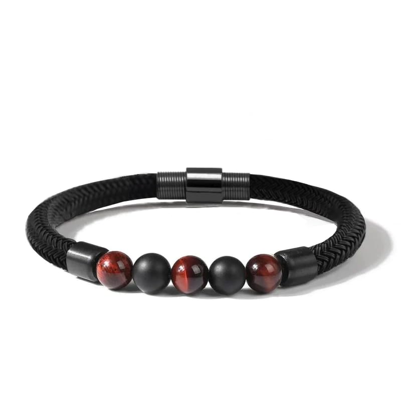 EXTREME Fusion Beads bracelet | Red Tigers Eye and Onyx Beads | Stainless Steel Mesh Rope | Bracelet for Men (B0CNKKWVYC) Amazon Price History, Amazon Price Tracker