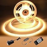 luktix COB LED Strip 2M,2700K Warm White LED Strips, 24V Dimmable LED Strip Lights, CRI92+,8mm Width, with Remote Control and UKCA Power Supply,for Home Decoration, Kitchen, Mirror
