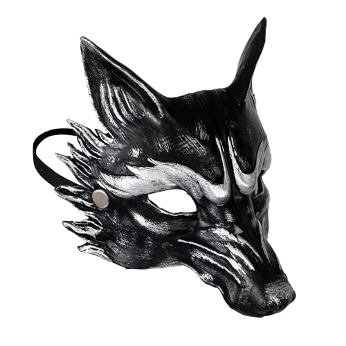 Moonlove Gothic Wolf Masquerade Mask 3D Novelty Werewolf Fantasy Cosplay Costume Half Face Cover Makeup Prop Mardi Gras Festival Party Supplies Halloween Accessory