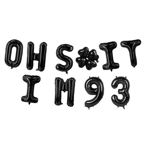Image of Oh I'm 93! Latex Balloons 16 Inch Black Hallo Ninety Three Cheers to 93 Years Old Theme Decor for Man Woman Happy 93rd Birthday Party Photo Studio Prop Flag Decorations Favors Supplies